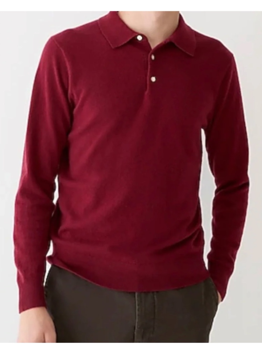 J. Crew Men's Burgundy Cashmere Collared Sweater-Polo XL